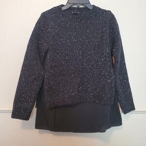 Club Monaco Kaelane black and white wool blend layer Knit Sweater Sz XS